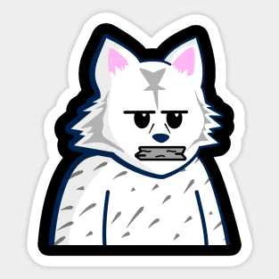 Wolf | taped | shut | tape | angry wolf | not happy | mouth shut Sticker